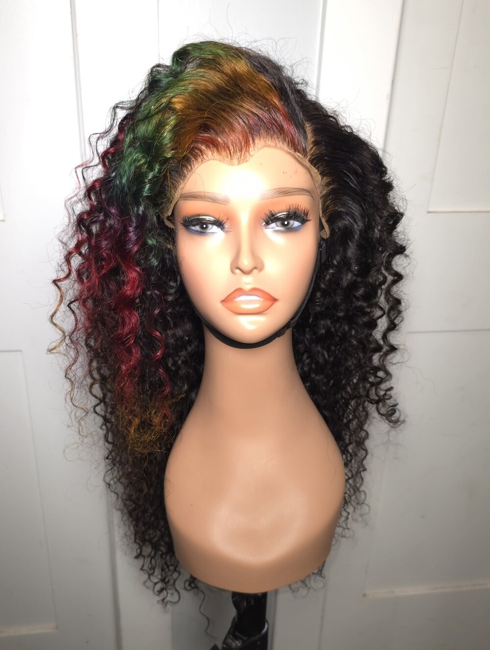13x4 100% Human Hair Rainbow Money Piece Deep Wave Wig